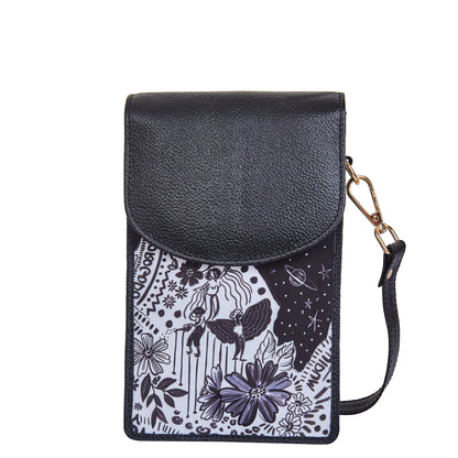 Wholesale Women Crossbody Phone Wallet - Fabric with Leather Trim
