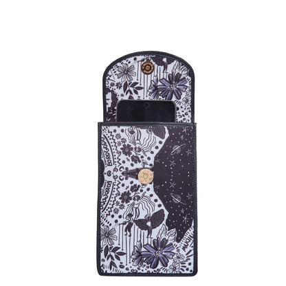 Wholesale Women Crossbody Phone Wallet - Fabric with Leather Trim