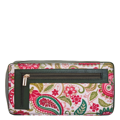 Wholesale Paisley Travel Jewelry Organizer - Fabric with Leather Trim for Women