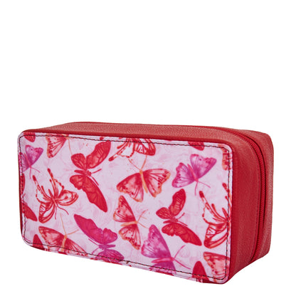 Wholesale Women Butterfly Jewelry Organizer Bag - Fabric with Leather Trim Style