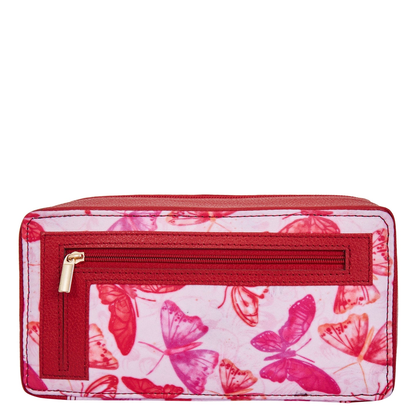 Wholesale Women Butterfly Jewelry Organizer Bag - Fabric with Leather Trim Style