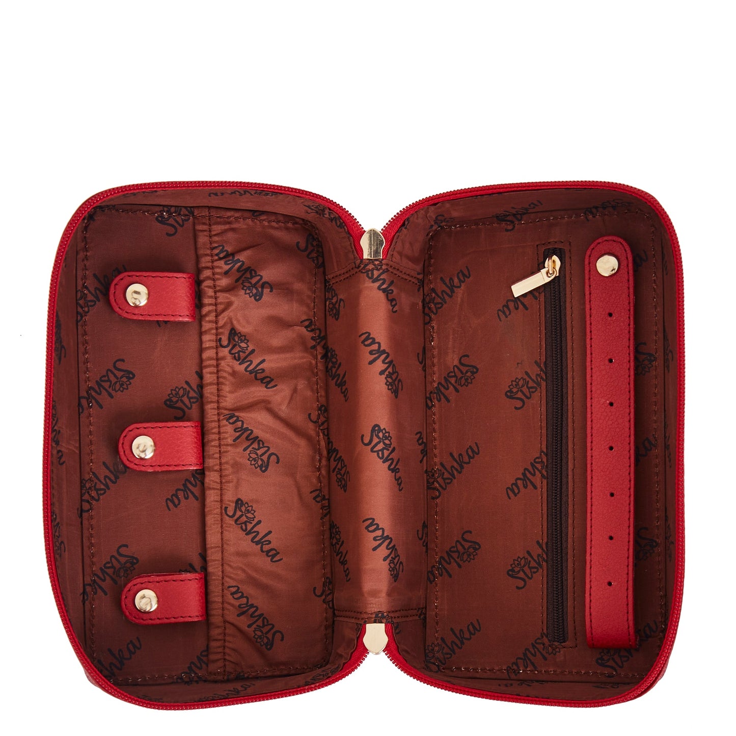 Wholesale Women Butterfly Jewelry Organizer Bag - Fabric with Leather Trim Style