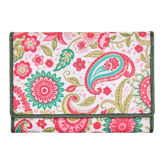Wholesale Paisley Trifold Wallet for Women - Fabric with Leather Trim