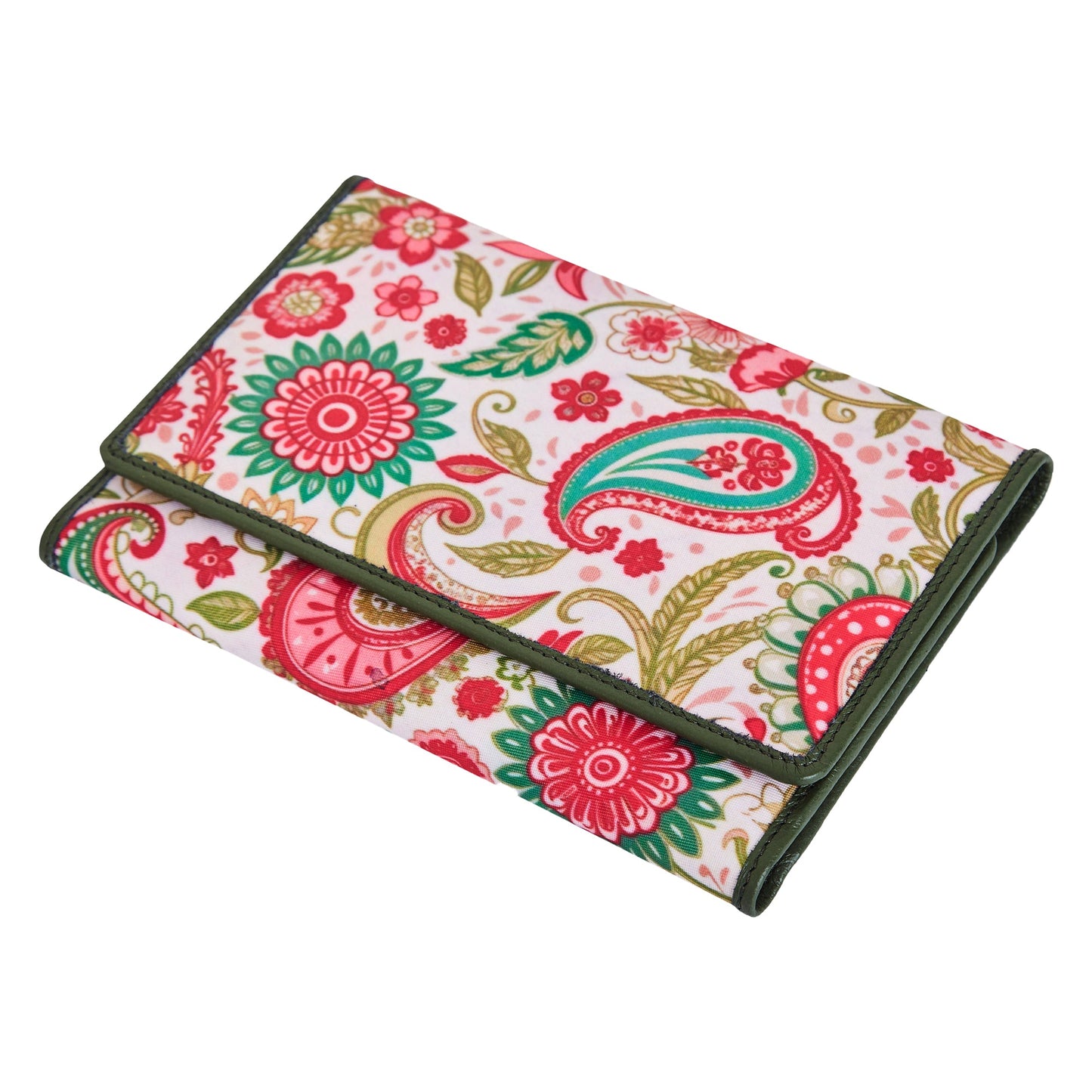Wholesale Paisley Trifold Wallet for Women - Fabric with Leather Trim