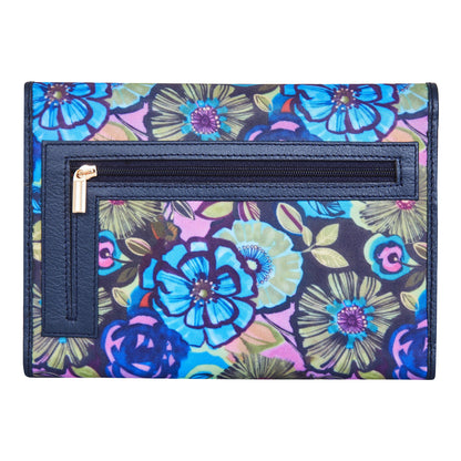 Wholesale Floral Tri-Fold Wallet - Fabric with Leather Trim For Women