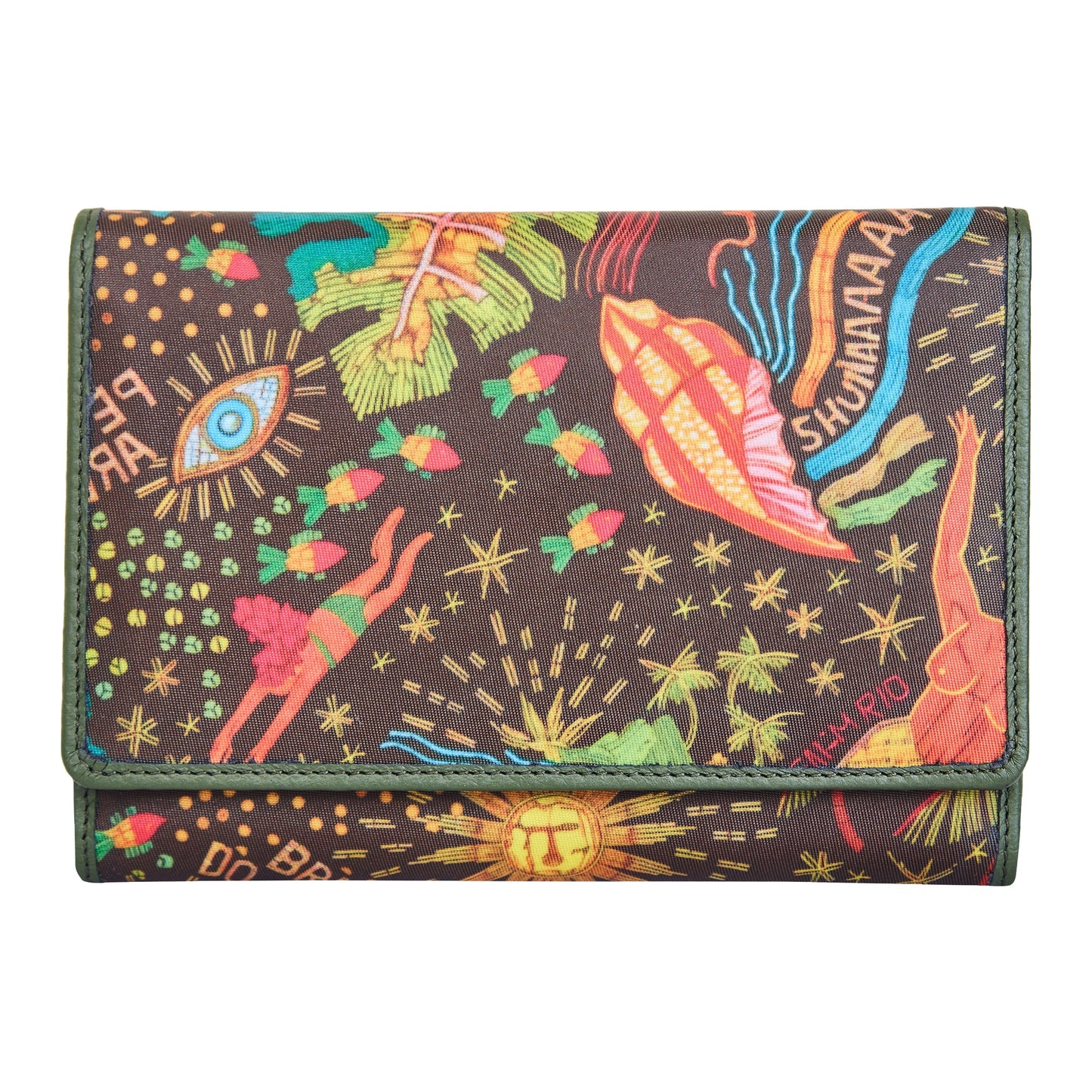 Wholesale Coastal Style Trifold Wallet - Fabric with Leather Trim for Women