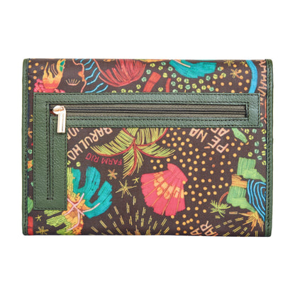 Wholesale Coastal Style Trifold Wallet - Fabric with Leather Trim for Women