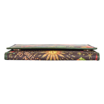Wholesale Coastal Style Trifold Wallet - Fabric with Leather Trim for Women