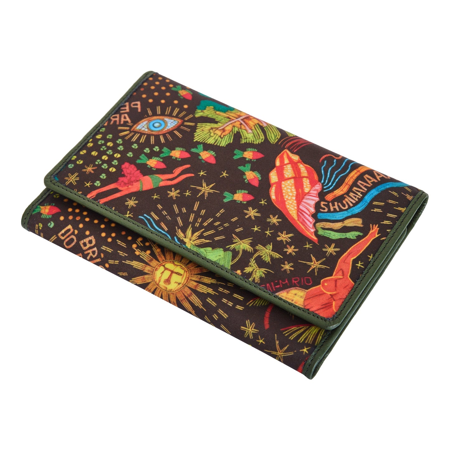 Wholesale Coastal Style Trifold Wallet - Fabric with Leather Trim for Women