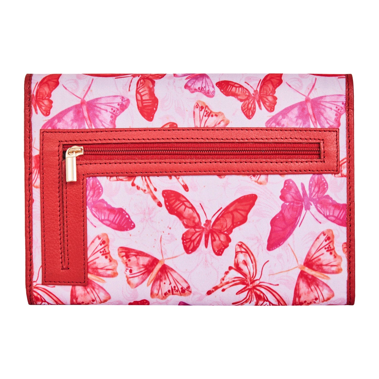 Wholesale Butterfly Travel Organizer Wallet - Fabric with Leather Trim for Women