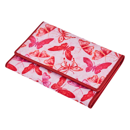 Wholesale Butterfly Travel Organizer Wallet - Fabric with Leather Trim for Women