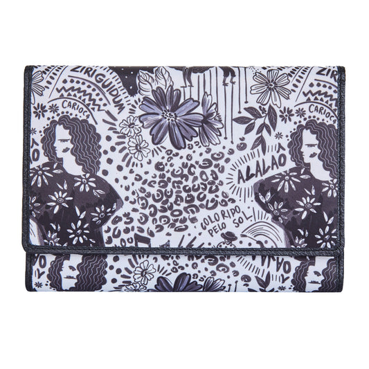 Wholesale Monochrome Trifold Wallet - Fabric with Leather Trim for Women