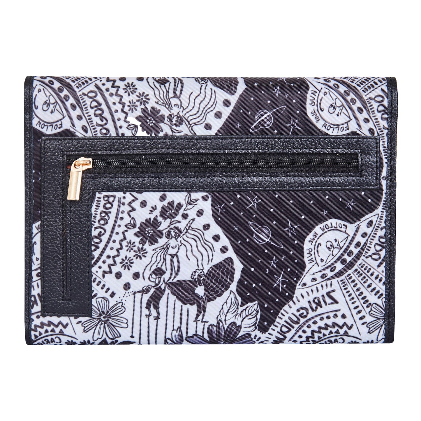Wholesale Monochrome Trifold Wallet - Fabric with Leather Trim for Women