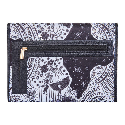 Wholesale Monochrome Trifold Wallet - Fabric with Leather Trim for Women