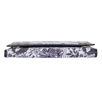 Wholesale Monochrome Trifold Wallet - Fabric with Leather Trim for Women
