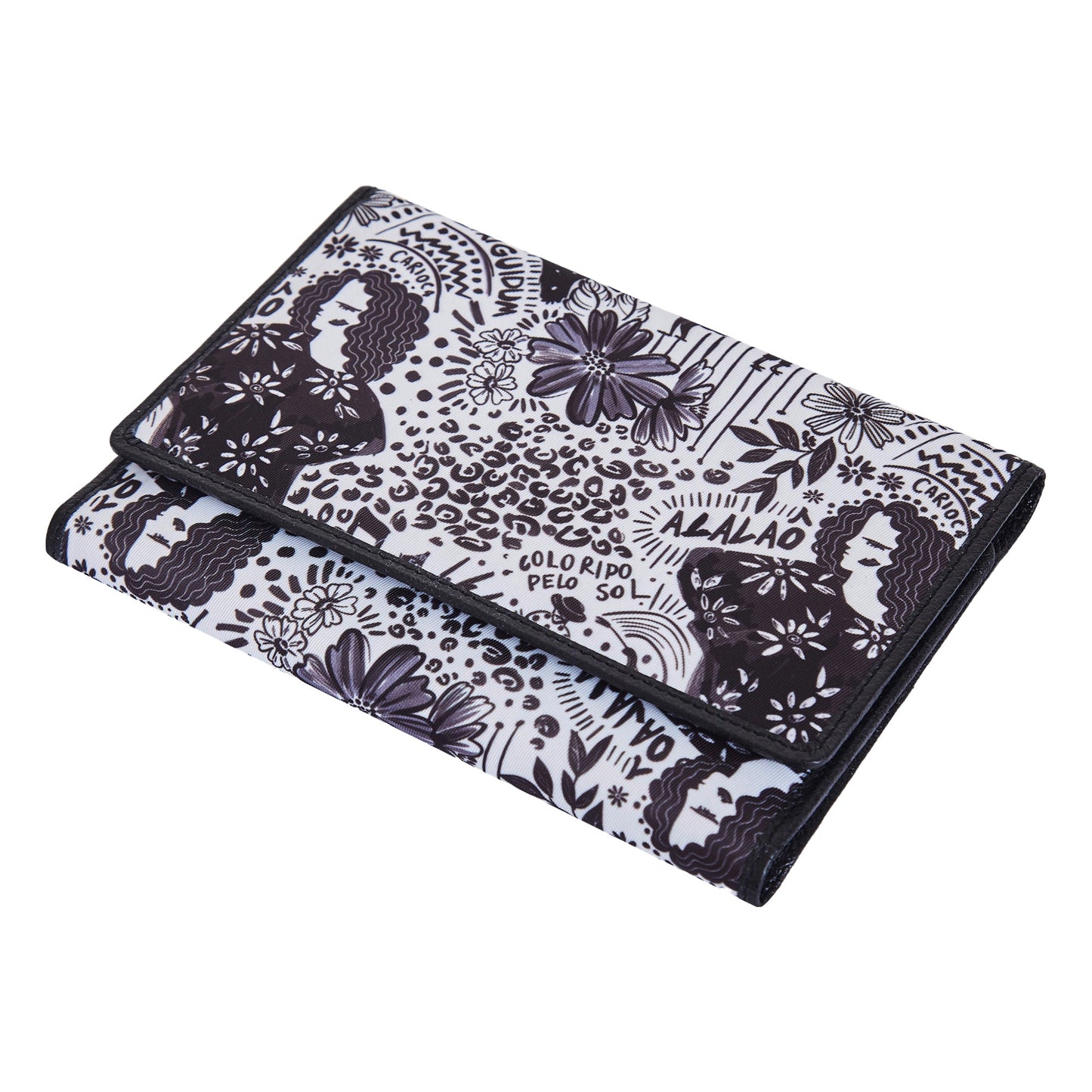 Wholesale Monochrome Trifold Wallet - Fabric with Leather Trim for Women