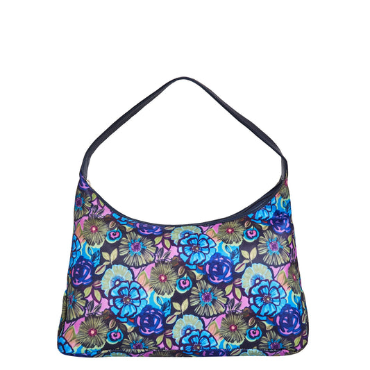 Wholesale Botanical Hobo Sling Bag - Fabric with Leather Trim - Women