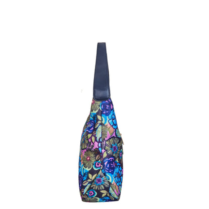 Wholesale Botanical Hobo Sling Bag - Fabric with Leather Trim - Women