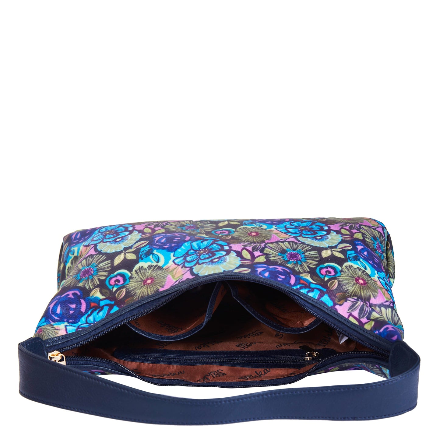 Wholesale Botanical Hobo Sling Bag - Fabric with Leather Trim - Women