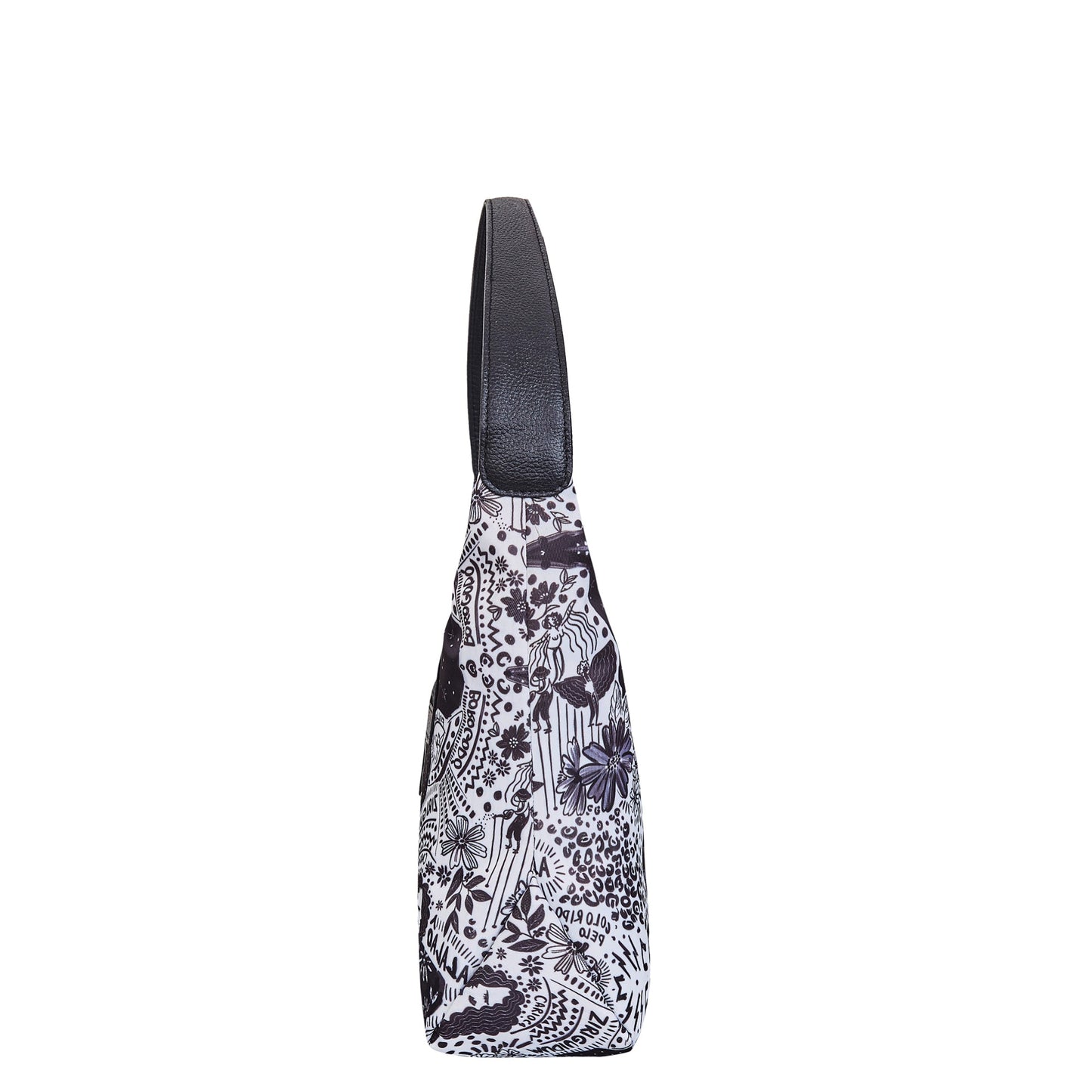 Wholesale Monochrome Sling Hobo Bag - Fabric with Leather Trim for Women