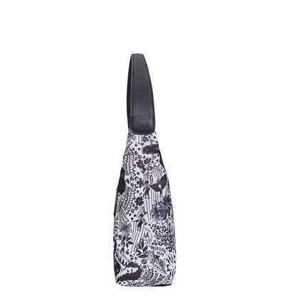 Wholesale Monochrome Sling Hobo Bag - Fabric with Leather Trim for Women