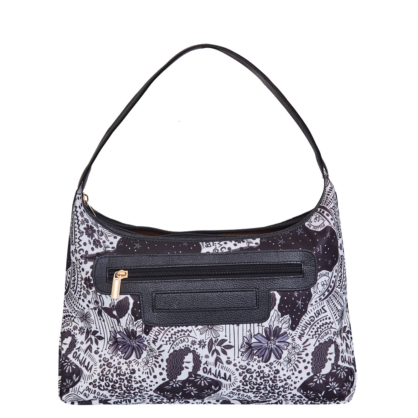 Wholesale Monochrome Sling Hobo Bag - Fabric with Leather Trim for Women