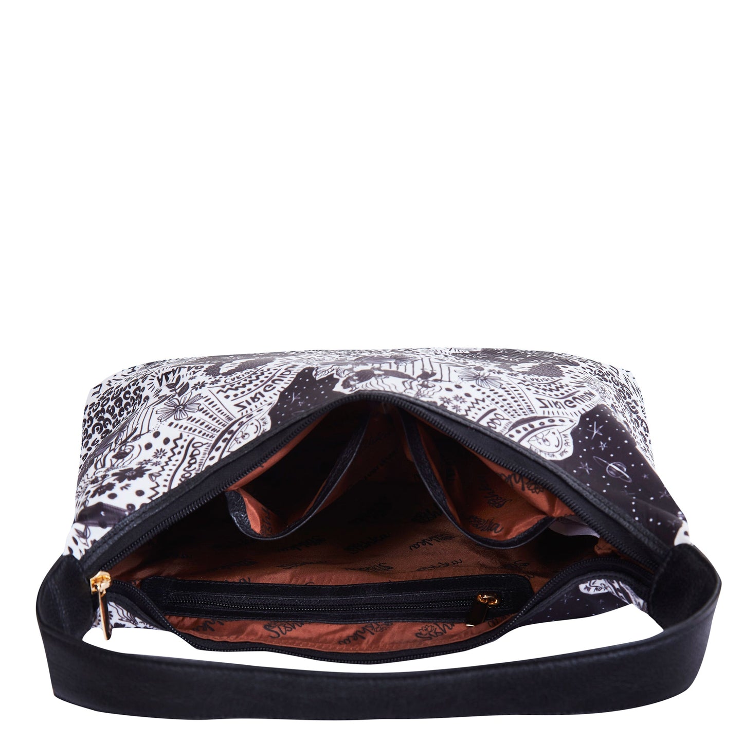 Wholesale Monochrome Sling Hobo Bag - Fabric with Leather Trim for Women