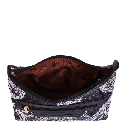 Wholesale Monochrome Sling Hobo Bag - Fabric with Leather Trim for Women