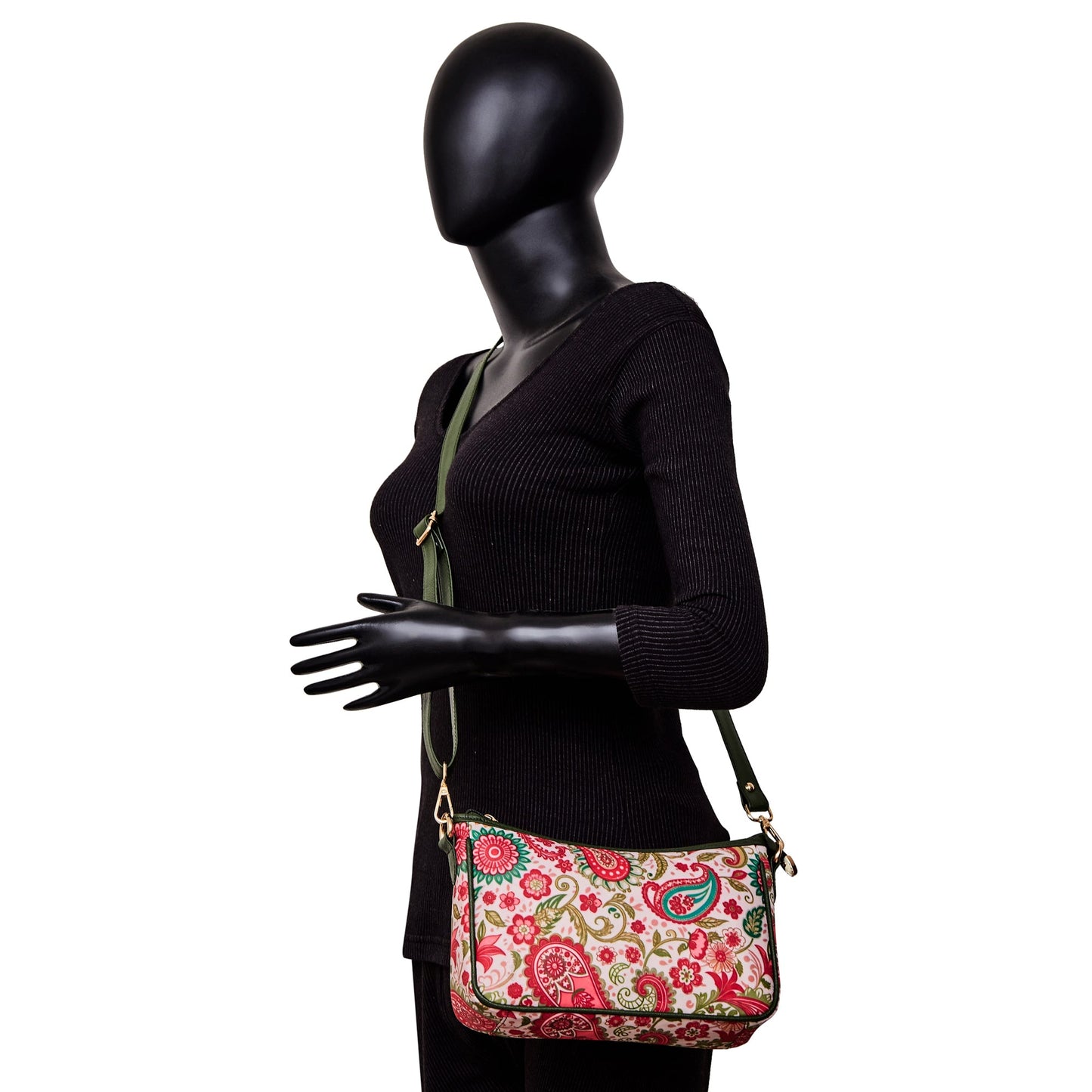 Wholesale Paisley East West Hobo Bag - Fabric with Leather Trim for Women