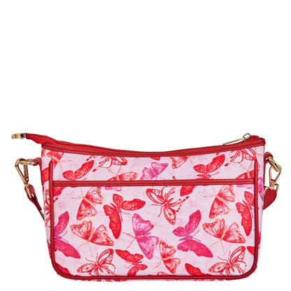 Wholesale Butterfly East West Hobo Bag - Fabric with Leather Trim for Women