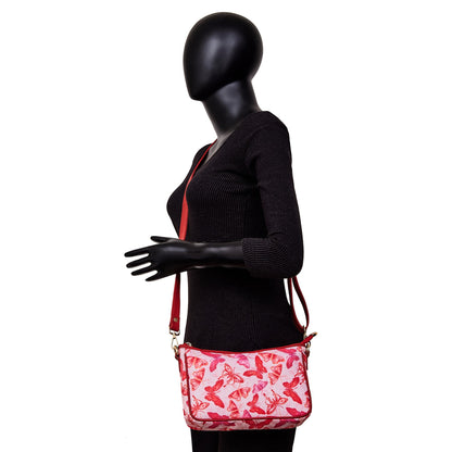 Wholesale Butterfly East West Hobo Bag - Fabric with Leather Trim for Women