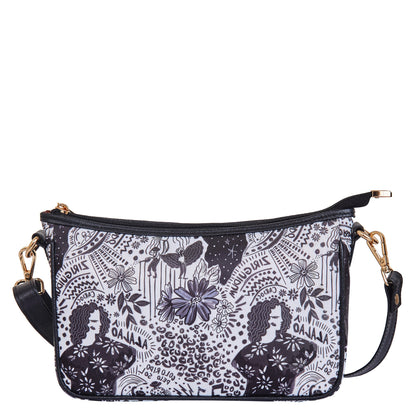 Wholesale Black White East West Hobo Bag - Fabric with Leather Trim for Women