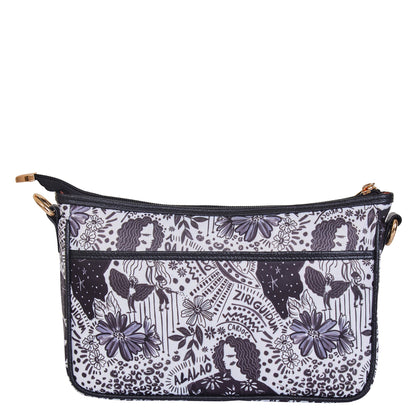 Wholesale Black White East West Hobo Bag - Fabric with Leather Trim for Women