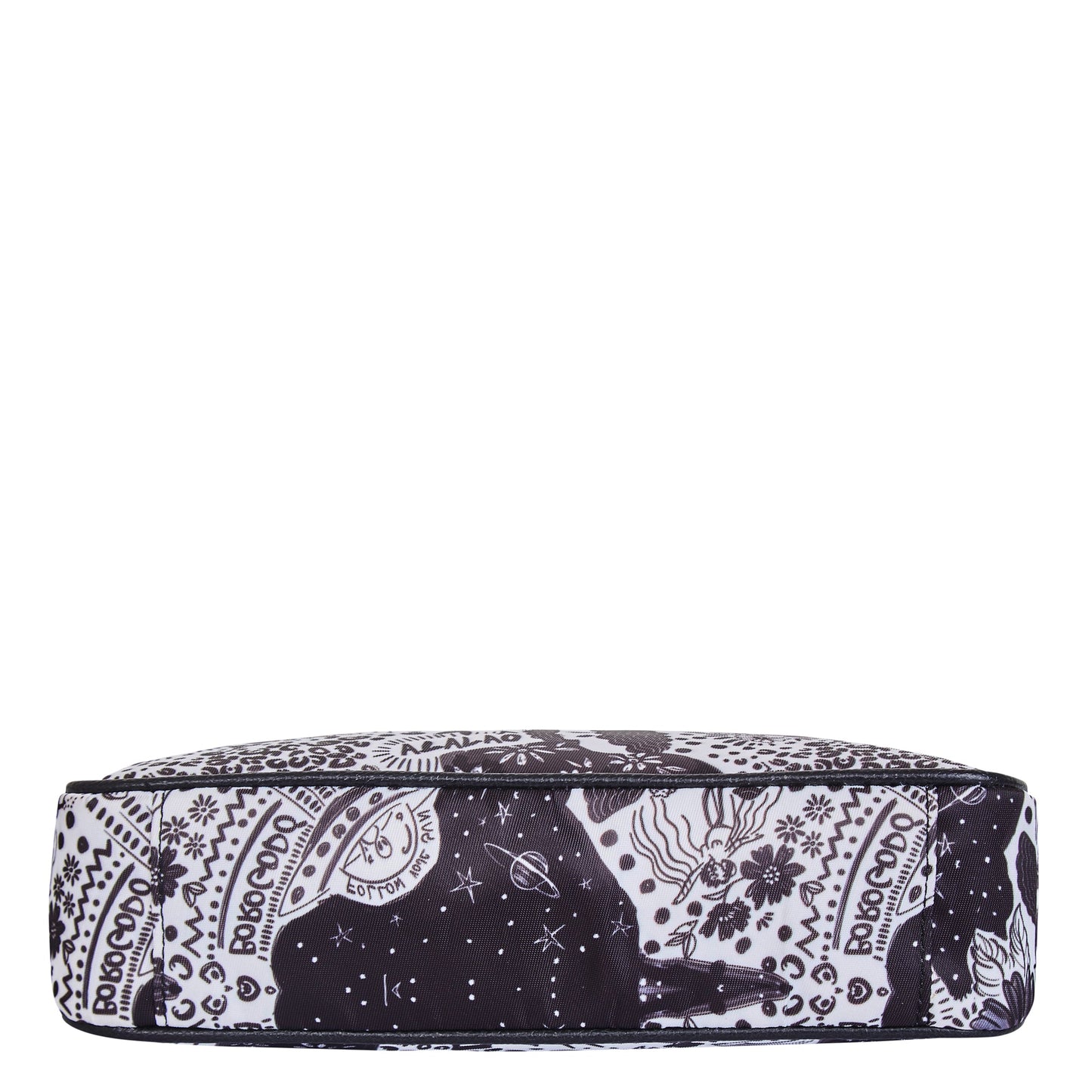 Wholesale Black White East West Hobo Bag - Fabric with Leather Trim for Women