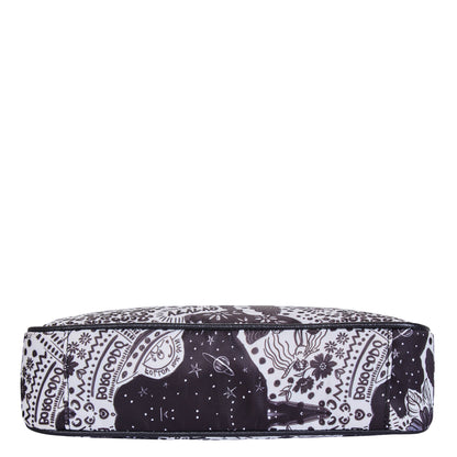 Wholesale Black White East West Hobo Bag - Fabric with Leather Trim for Women