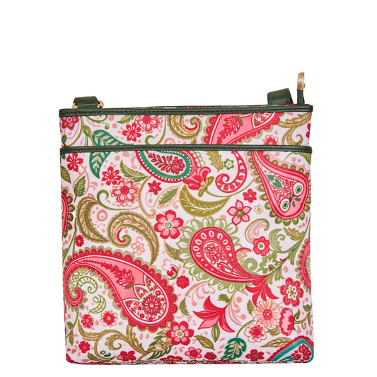 Wholesale Crossbody Bag Fabric with Leather Trim and Paisley Print for Women