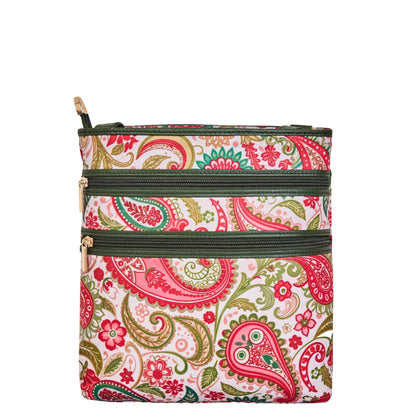 Wholesale Crossbody Bag Fabric with Leather Trim and Paisley Print for Women