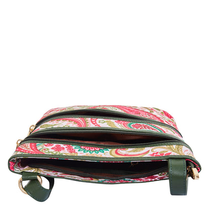 Wholesale Crossbody Bag Fabric with Leather Trim and Paisley Print for Women