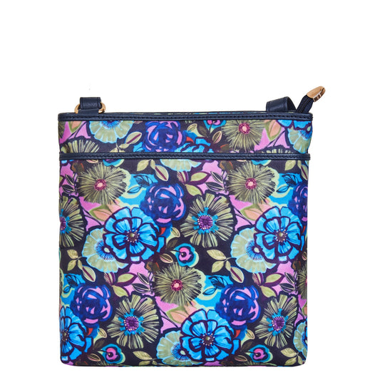 Women's Wholesale Botanical Crossbody Bag - Fabric with Leather Trim