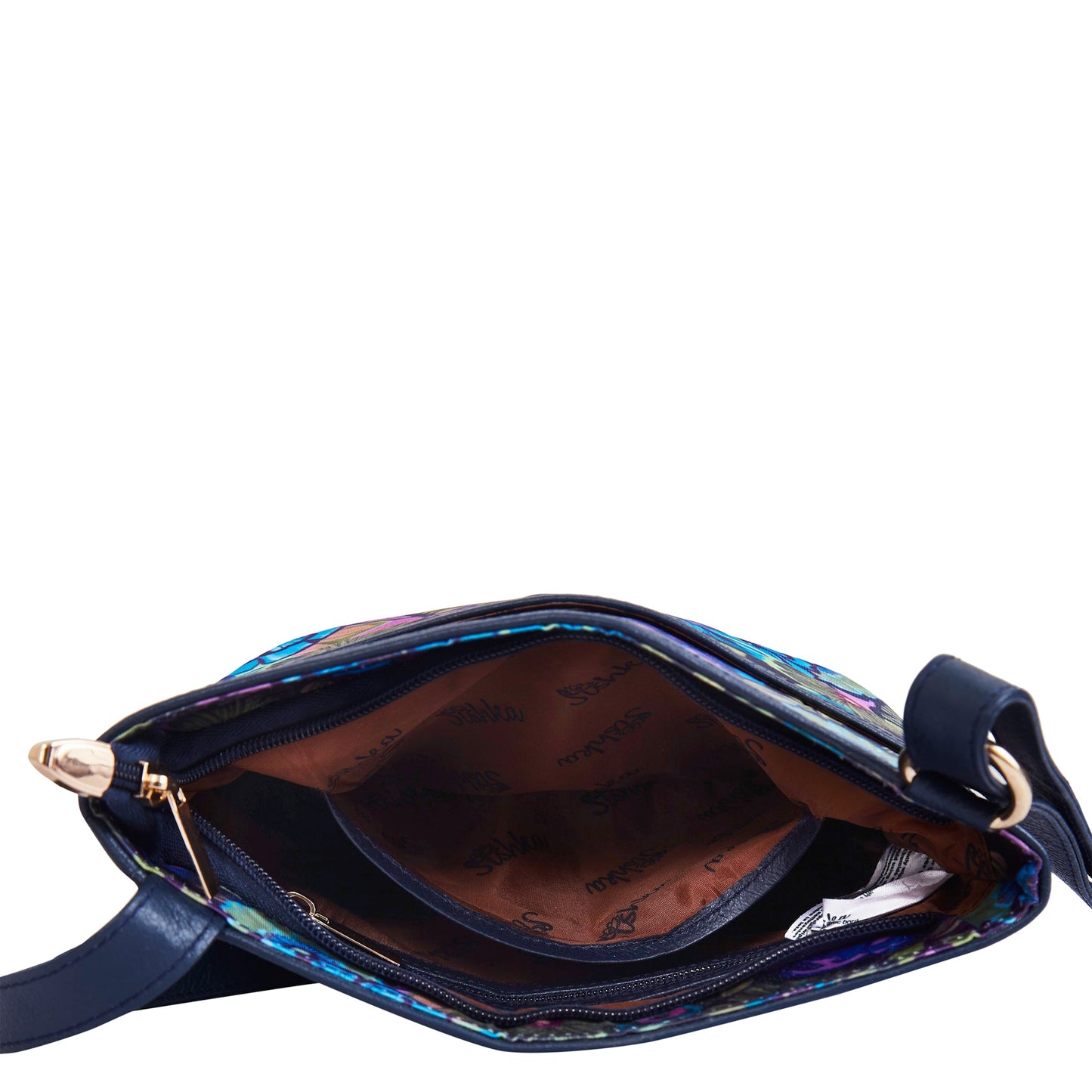 Women's Wholesale Botanical Crossbody Bag - Fabric with Leather Trim