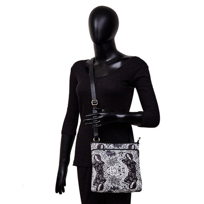 Monochrome Crossbody Bag - Fabric with Leather Trim for Women in Wholesale