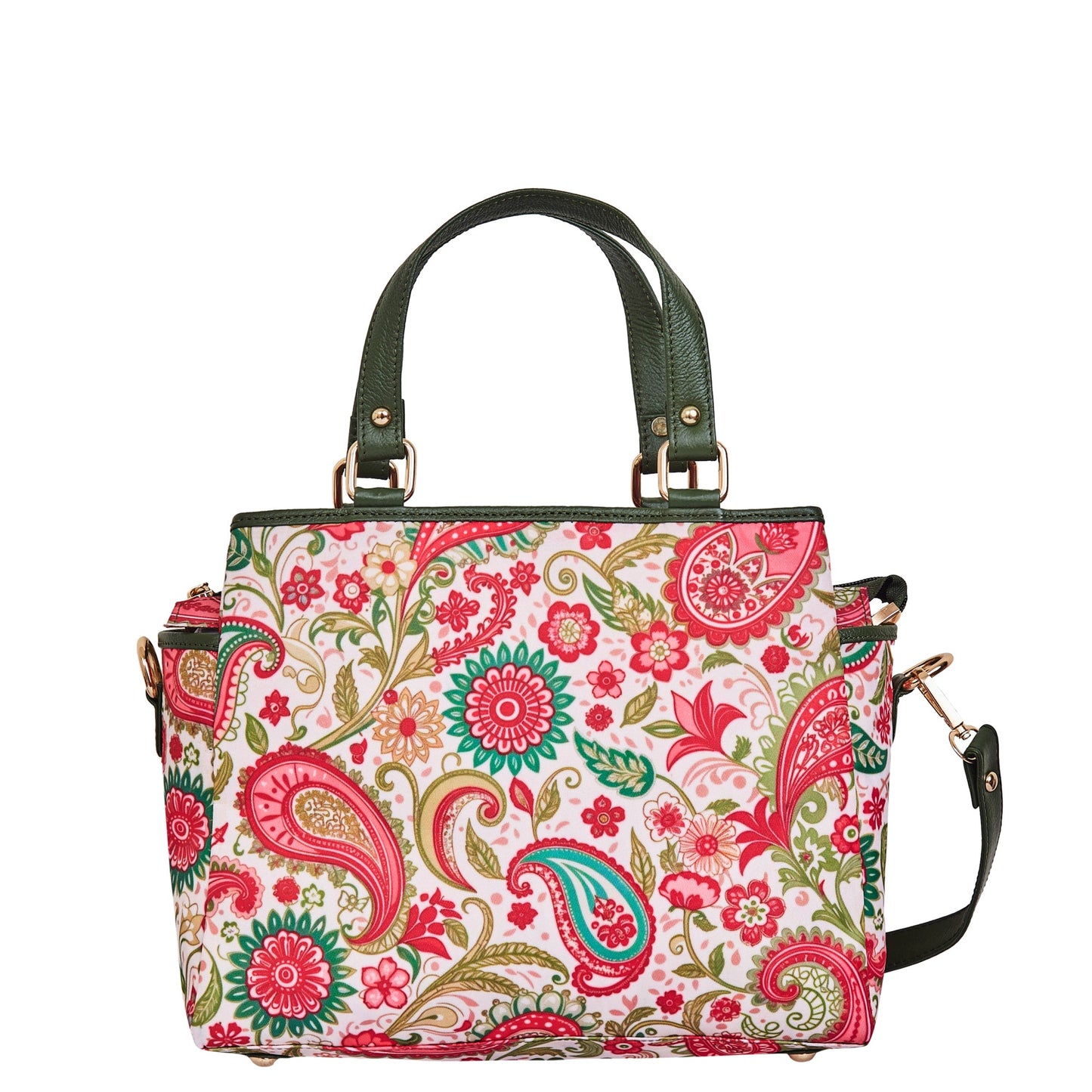Wholesale Women Paisley Satchel Bag - Fabric with Leather Trim Style