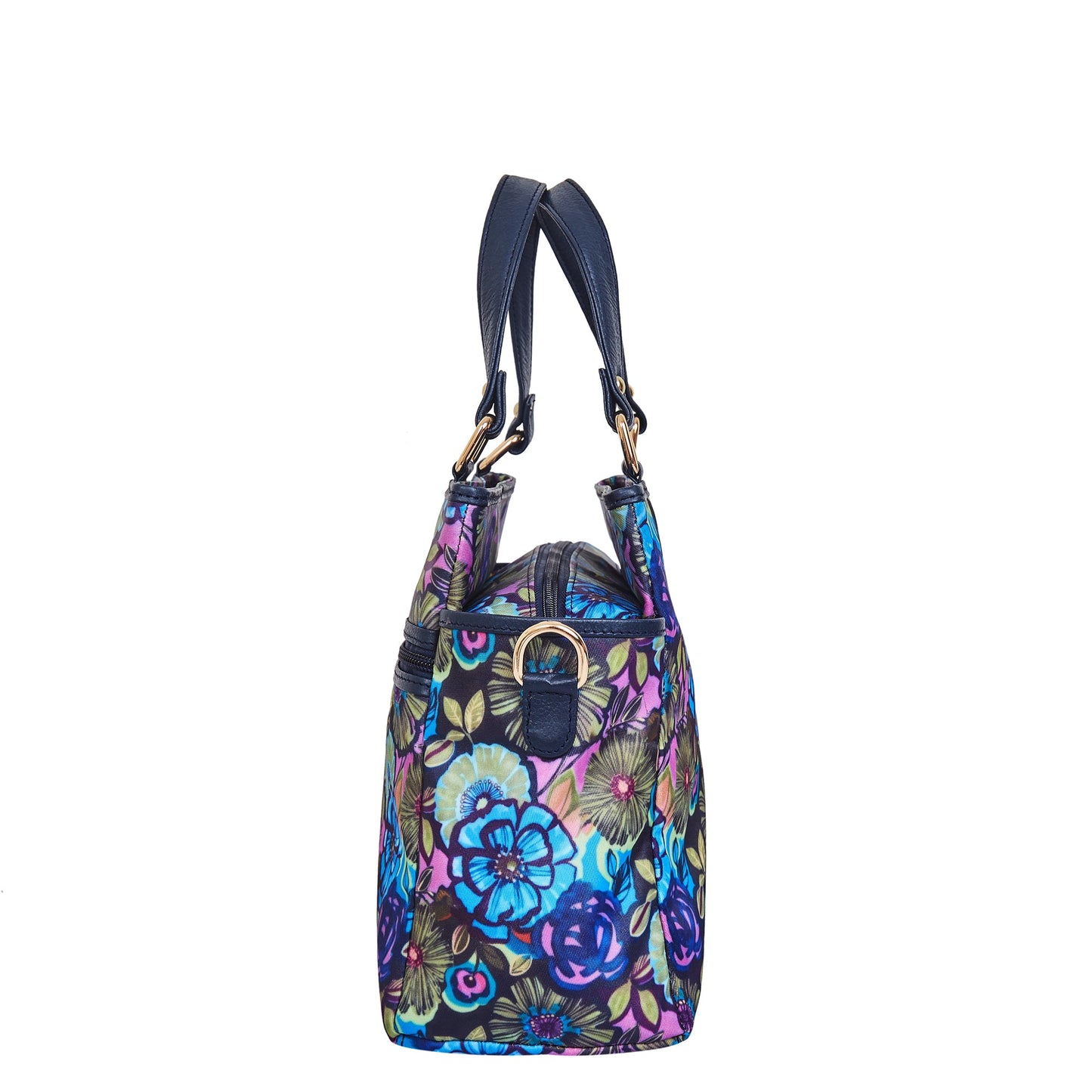 Wholesale Women Botanical Satchel Bag - Fabric with Leather Trim