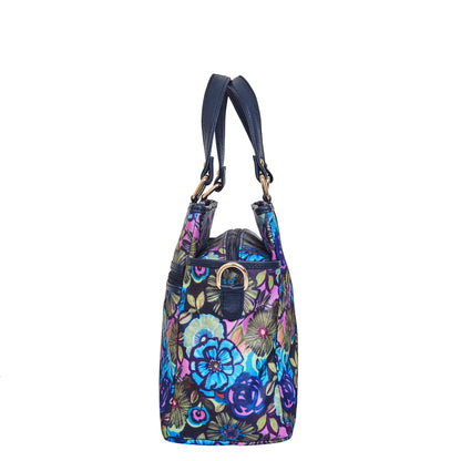 Wholesale Women Botanical Satchel Bag - Fabric with Leather Trim