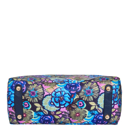 Wholesale Women Botanical Satchel Bag - Fabric with Leather Trim