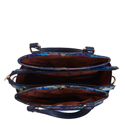 Wholesale Women Botanical Satchel Bag - Fabric with Leather Trim