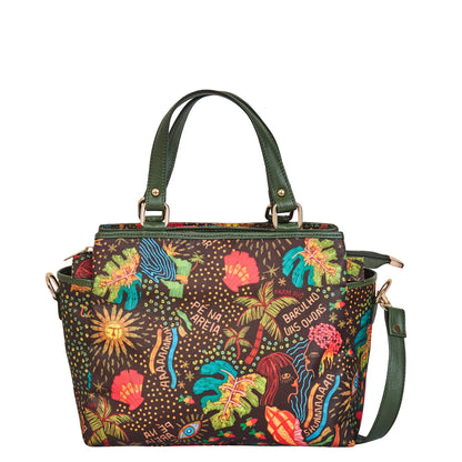 Wholesale Women Coastal Satchel Bag - Fabric with Leather Trim Style