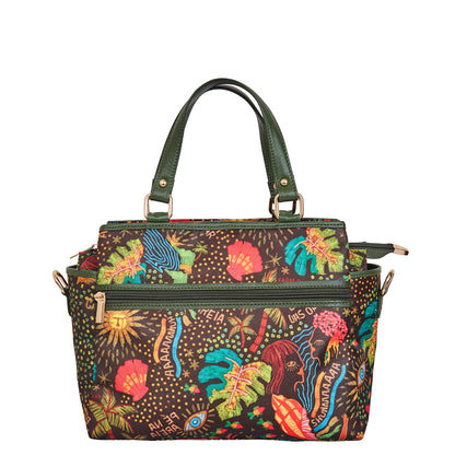 Wholesale Women Coastal Satchel Bag - Fabric with Leather Trim Style