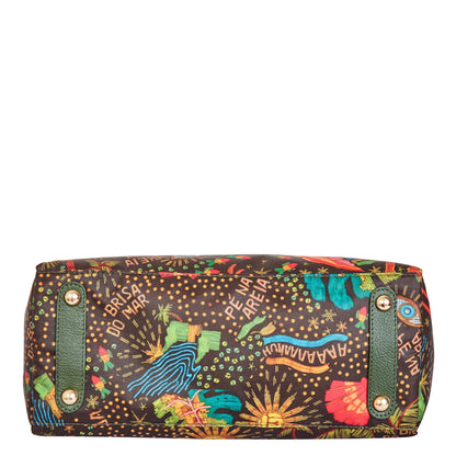 Wholesale Women Coastal Satchel Bag - Fabric with Leather Trim Style