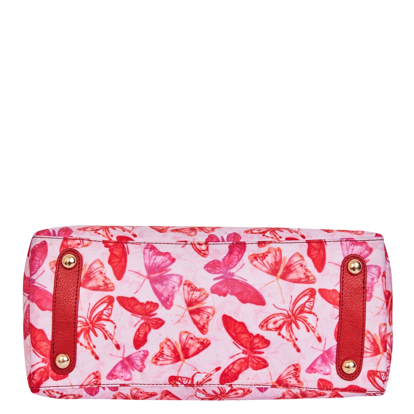 Wholesale Women Butterfly Satchel Fabric Bag - Fabric with Leather Trim